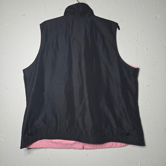 Ralph Lauren Women Reversible Pink Black Full Zip Vest Plus Size 2X Crest Preppy - Picture 3 of 10